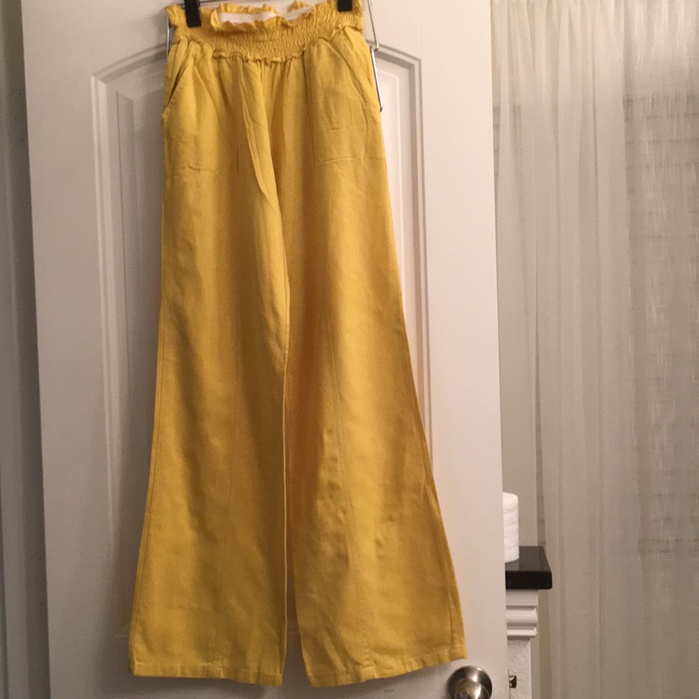 Linen Pants with Pockets - Elastic Waistband